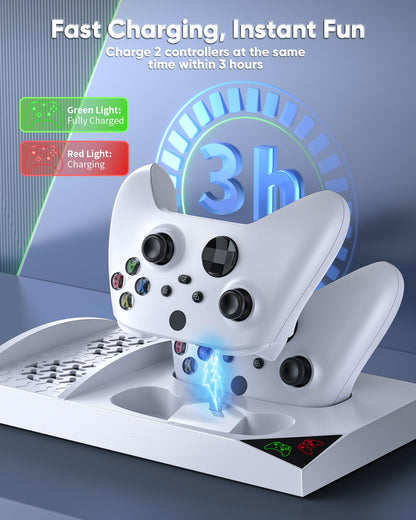 Xbox Series S Cooling & Charging Stand – Console Dock with Dual Controller Charger
