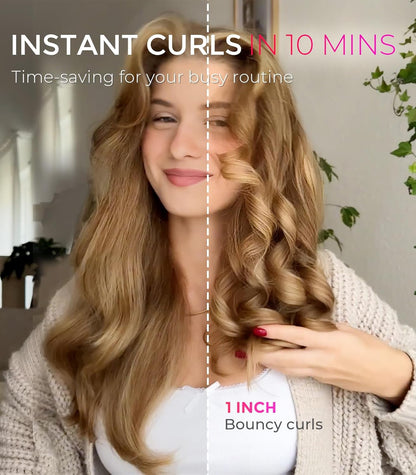 CURLPRO Automatic Rotating Curling Iron - Achieve Effortless Beach Waves with Portable, Dual Voltage Design & Ionic Technology - 1 Inch Ceramic Coating in Metallic Gray