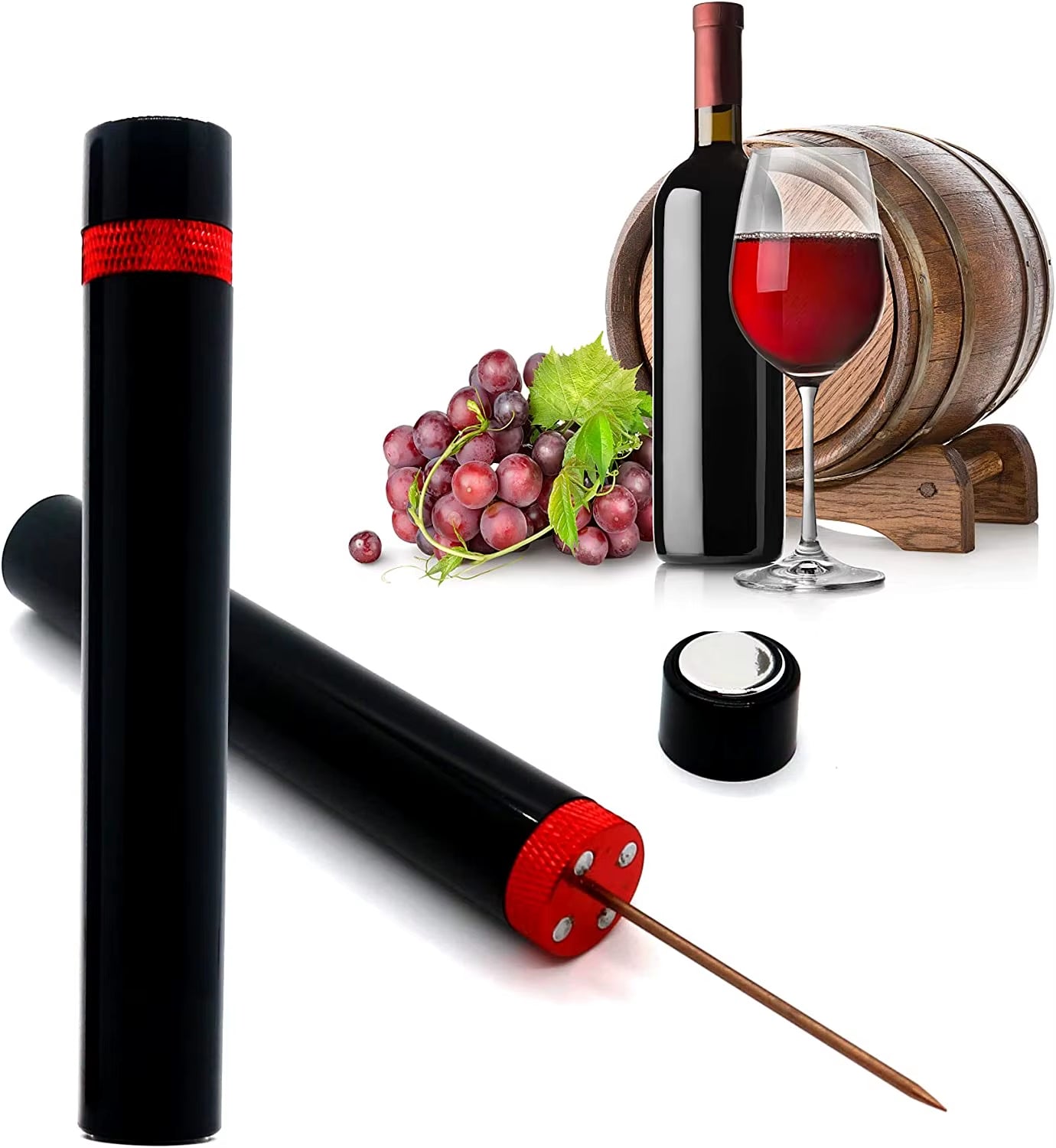 Portable Stainless Steel Air Pressure Wine Bottle Opener - Effortless Cork Remover for Home and Parties!