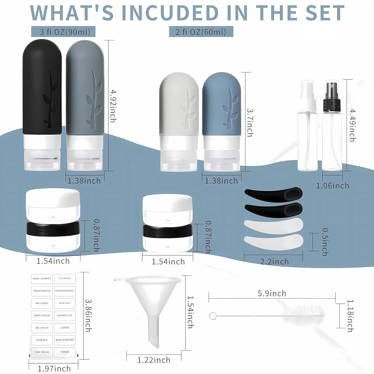 18-Piece Travel Toiletry Bottle Set – Refillable Leak-Resistant Containers for Shampoo, Lotion & Skincare