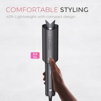 CURLPRO Automatic Rotating Curling Iron - Achieve Effortless Beach Waves with Portable, Dual Voltage Design & Ionic Technology - 1 Inch Ceramic Coating in Metallic Gray