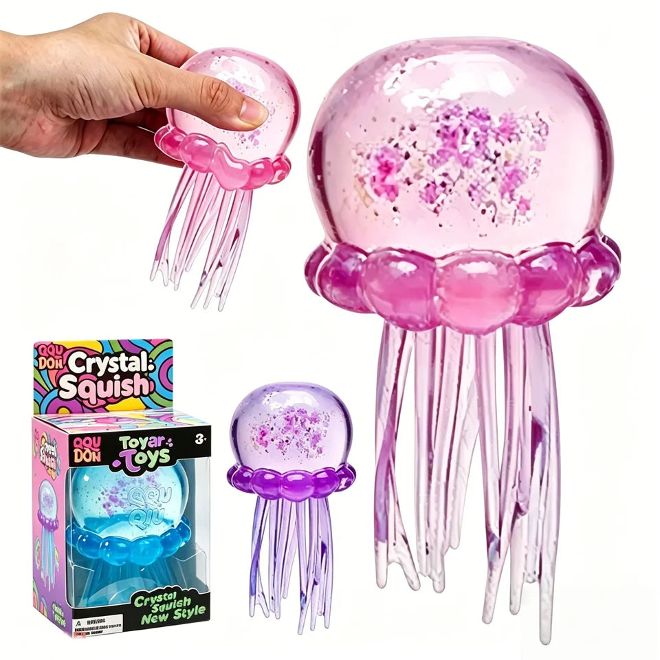 Explosive Crystal Jellyfish Squeeze Toy - Soft Rubber, Slow Rebound Decompression Fun for Kids!