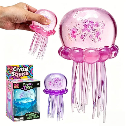 Explosive Crystal Jellyfish Squeeze Toy - Soft Rubber, Slow Rebound Decompression Fun for Kids!