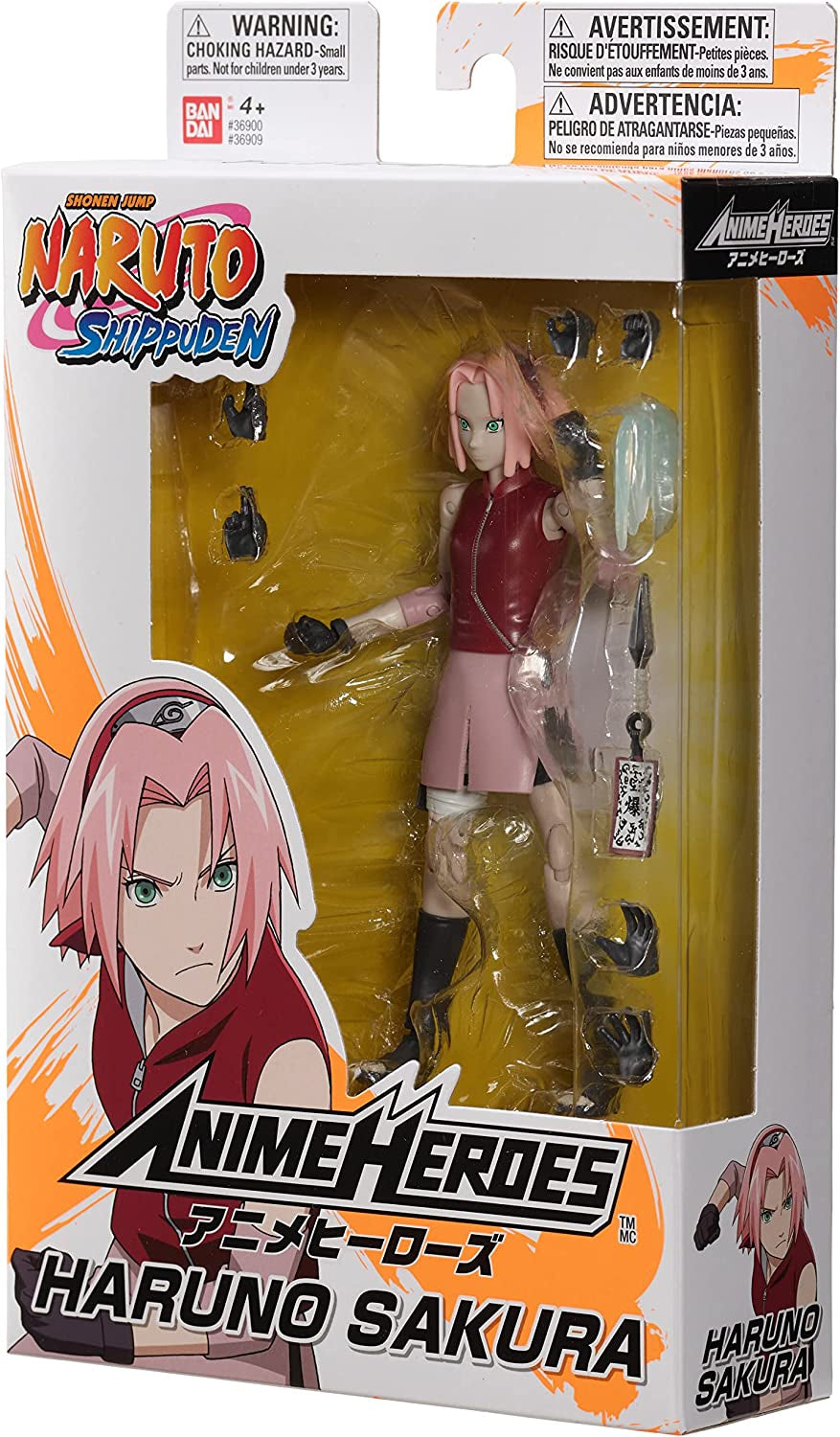 Bandai Anime Heroes Naruto Shippuden Sakura Haruno 6.5-Inch Figure — 20+ Points of Articulation, Switchable Hands, Premium Manga Packaging