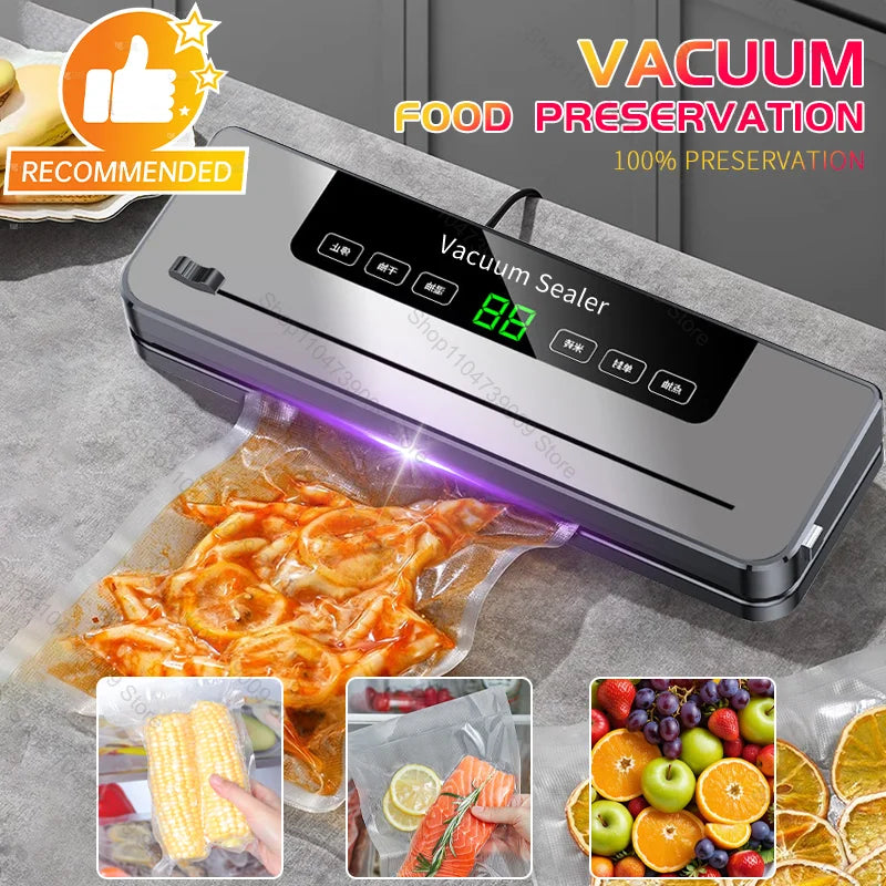 Premium Electric Vacuum Sealer with Built-In Cutter - Effortless Food Storage for Dry & Wet Items!