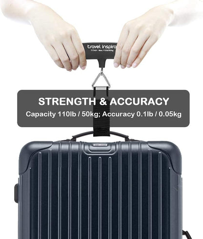 Portable Digital Luggage Scale with Rubber Coating - 110 lb Capacity, Battery Included