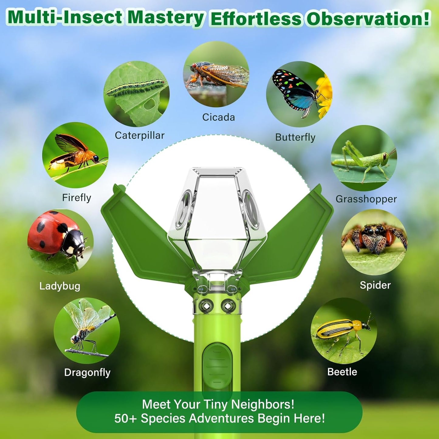 Exciting Bug Catcher Kit for Kids - 6X Magnifier Glass for STEM Exploration, Perfect Indoor & Outdoor Fun, Ideal Christmas & Birthday Gift for Boys, Girls, and Adults - Vibrant Green Design