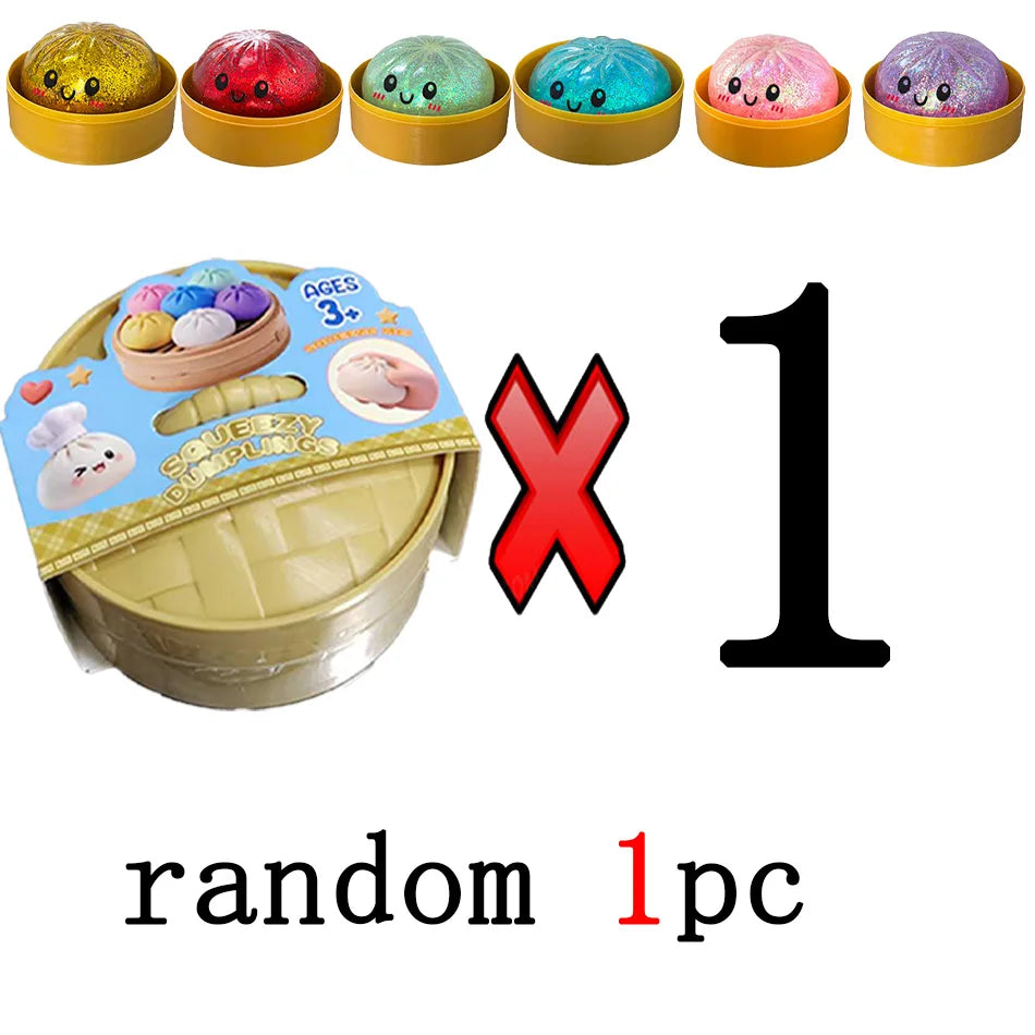Glitter Dumpling Squishy Stress Relief Toy Set - 1 to 12 Pcs with Box for Sensory Fun