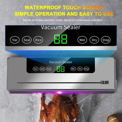 Premium Electric Vacuum Sealer with Built-In Cutter - Effortless Food Storage for Dry & Wet Items!