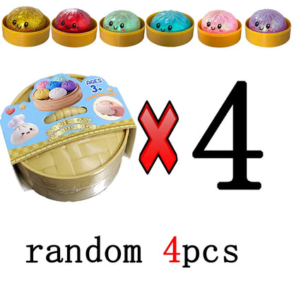 Glitter Dumpling Squishy Stress Relief Toy Set - 1 to 12 Pcs with Box for Sensory Fun