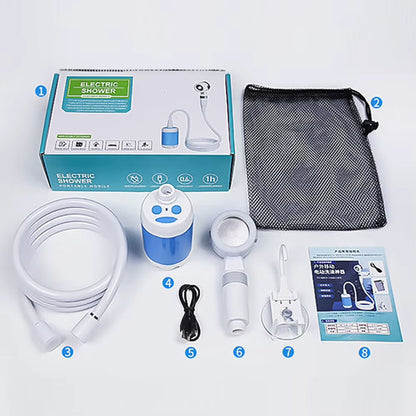 Upgraded Portable Camping Shower Pump with Digital Display - 4000mAh Rechargeable Electric Shower for Beach, Dormitory, and Outdoor Adventures