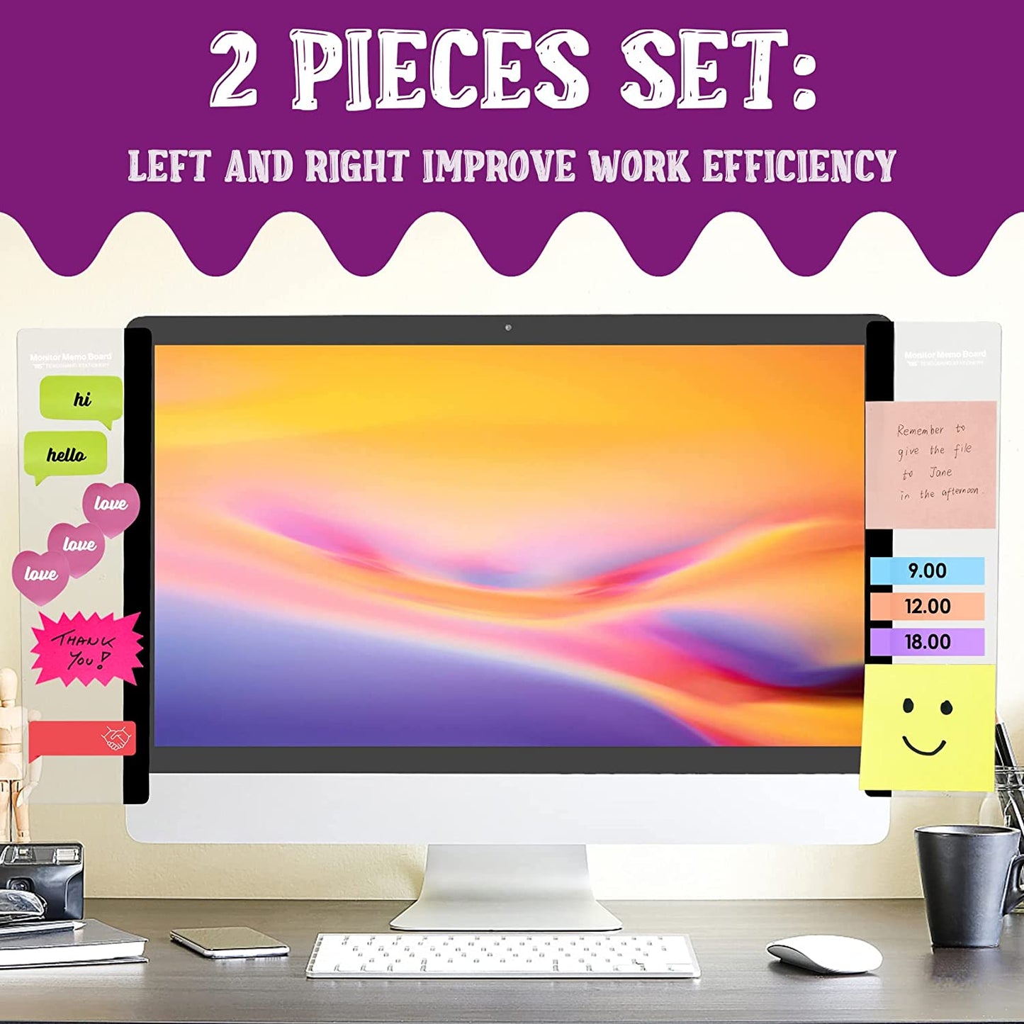 Enhance Your Workspace with 2Pcs Acrylic Computer Monitor Memo Boards - Perfect Sticky Note Holders for Home and Office Organization