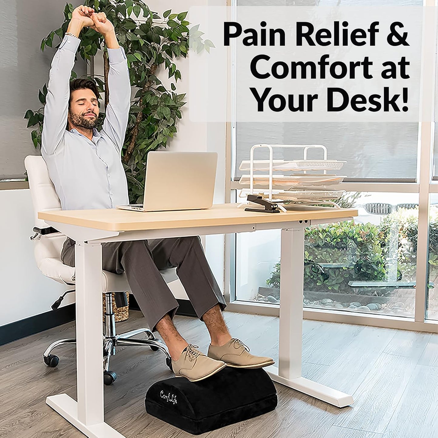 Memory Foam Under-Desk Footrest – Adjustable Office & Gaming Chair Comfort Cushion