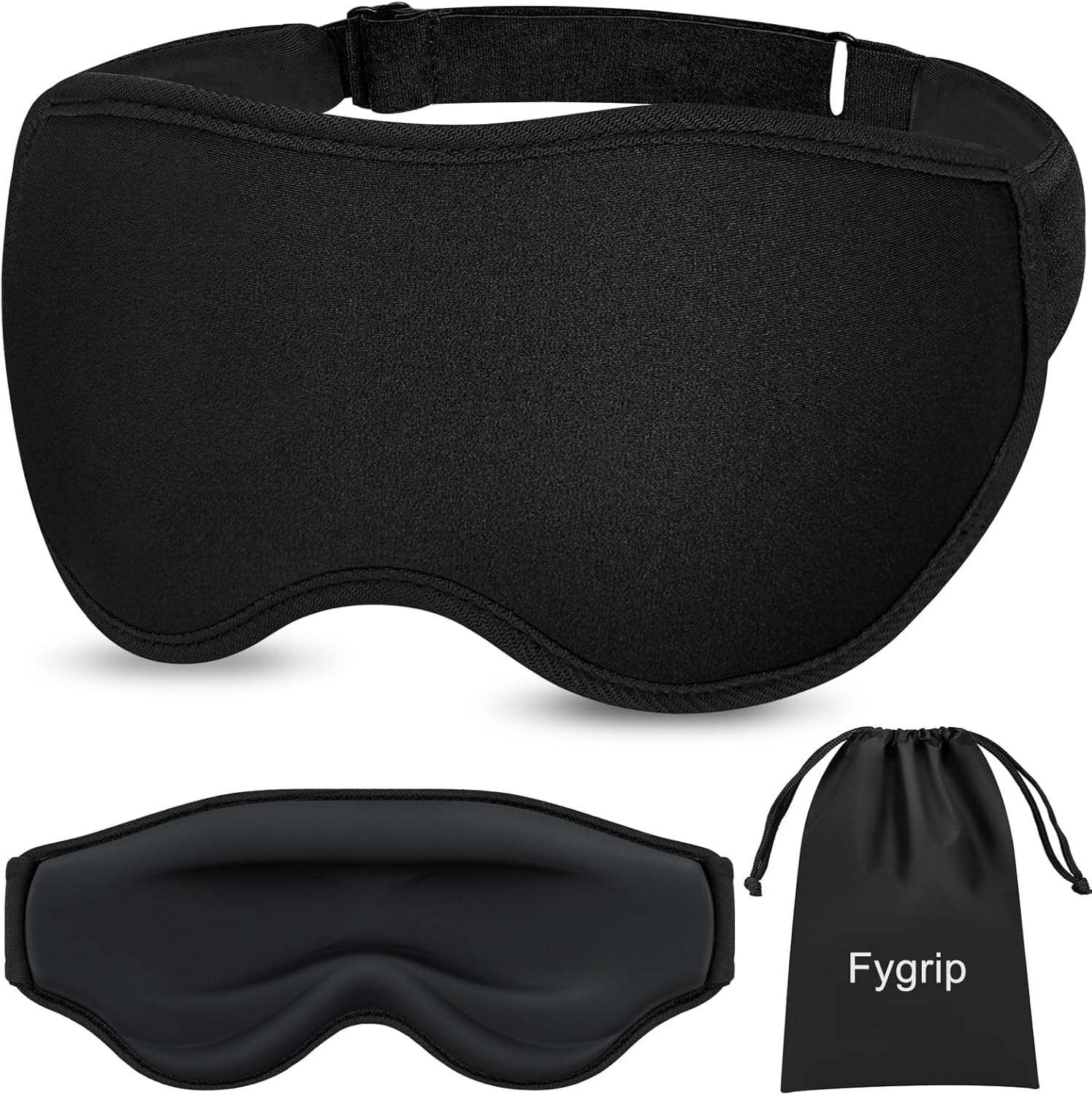Ultimate 3D Sleep Mask for Men & Women - 100% Pressure-Free, Light-Blocking Eye Cover with Adjustable Strap for Travel and Relaxation - Black