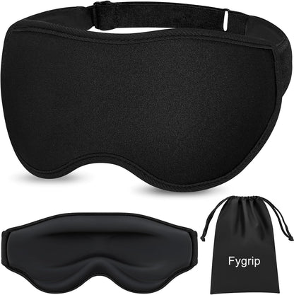 Ultimate 3D Sleep Mask for Men & Women - 100% Pressure-Free, Light-Blocking Eye Cover with Adjustable Strap for Travel and Relaxation - Black