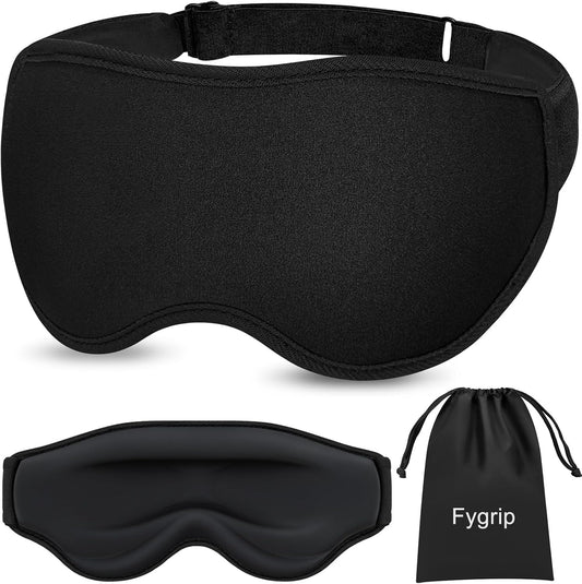 Ultimate 3D Sleep Mask for Men & Women - 100% Pressure-Free, Light-Blocking Eye Cover with Adjustable Strap for Travel and Relaxation - Black