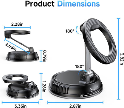 Magnetic Car Phone Holder – 360° Adjustable Suction Mount for GPS, Calls & Commutes