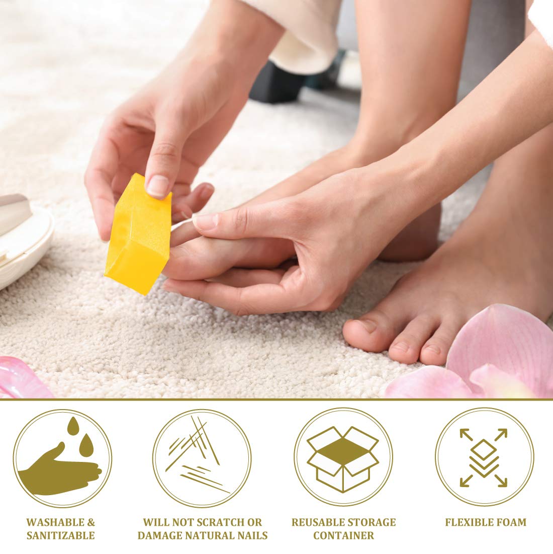 Ultra Gold Four-Sided Nail Buffing Block, 240 Grit, 3.75" L x 1" W x 1" H, Pack of 20 for Manicure and Pedicure Use