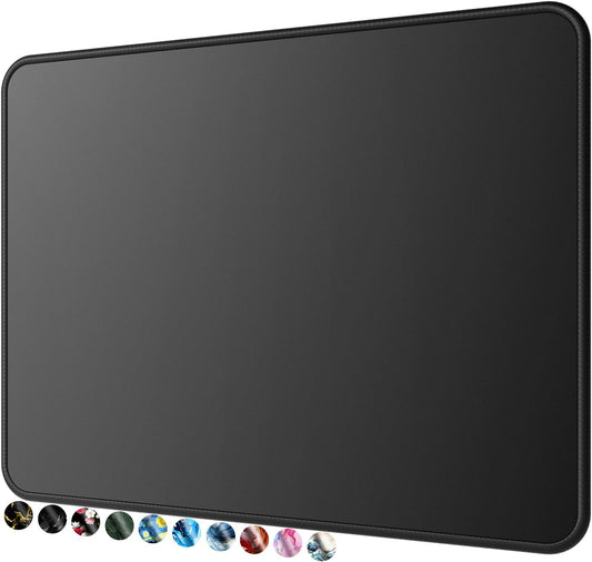 Upgrade Your Workspace with the Essential Black Mouse Pad - 30% Larger, Anti-Fray Edges, Non-Slip Base, and Waterproof Protection for Optimal Gaming and Office Use