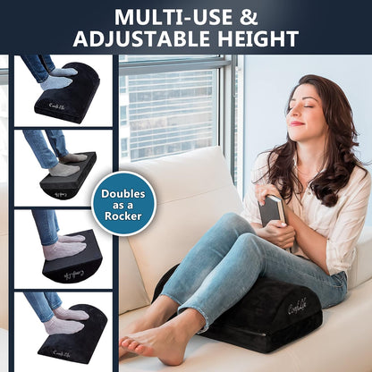 Memory Foam Under-Desk Footrest – Adjustable Office & Gaming Chair Comfort Cushion