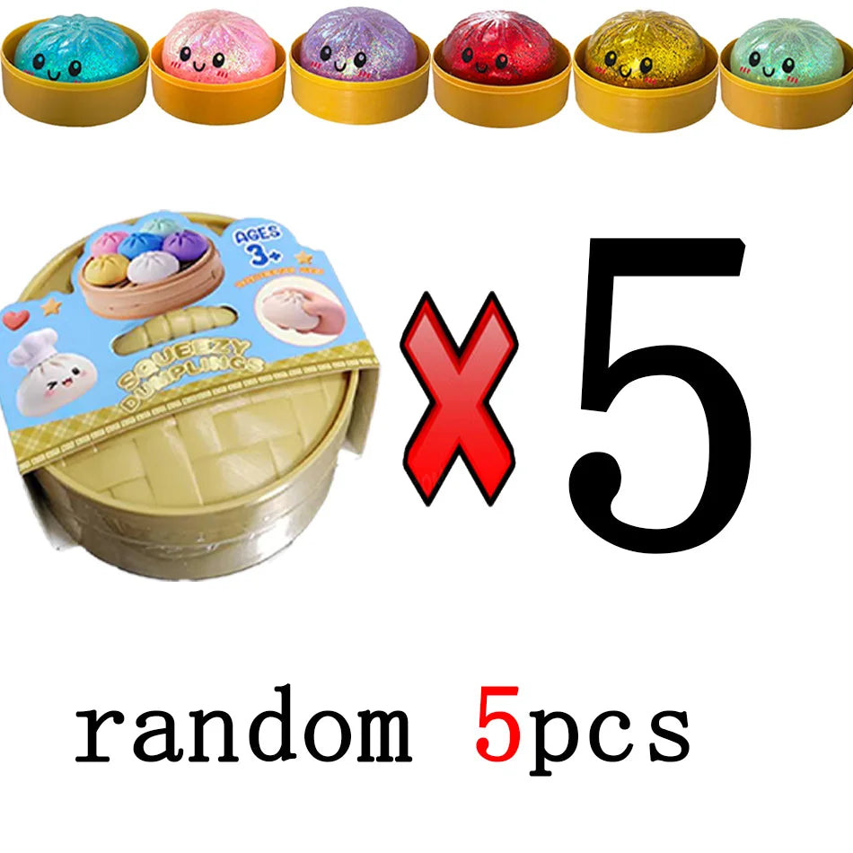 Glitter Dumpling Squishy Stress Relief Toy Set - 1 to 12 Pcs with Box for Sensory Fun