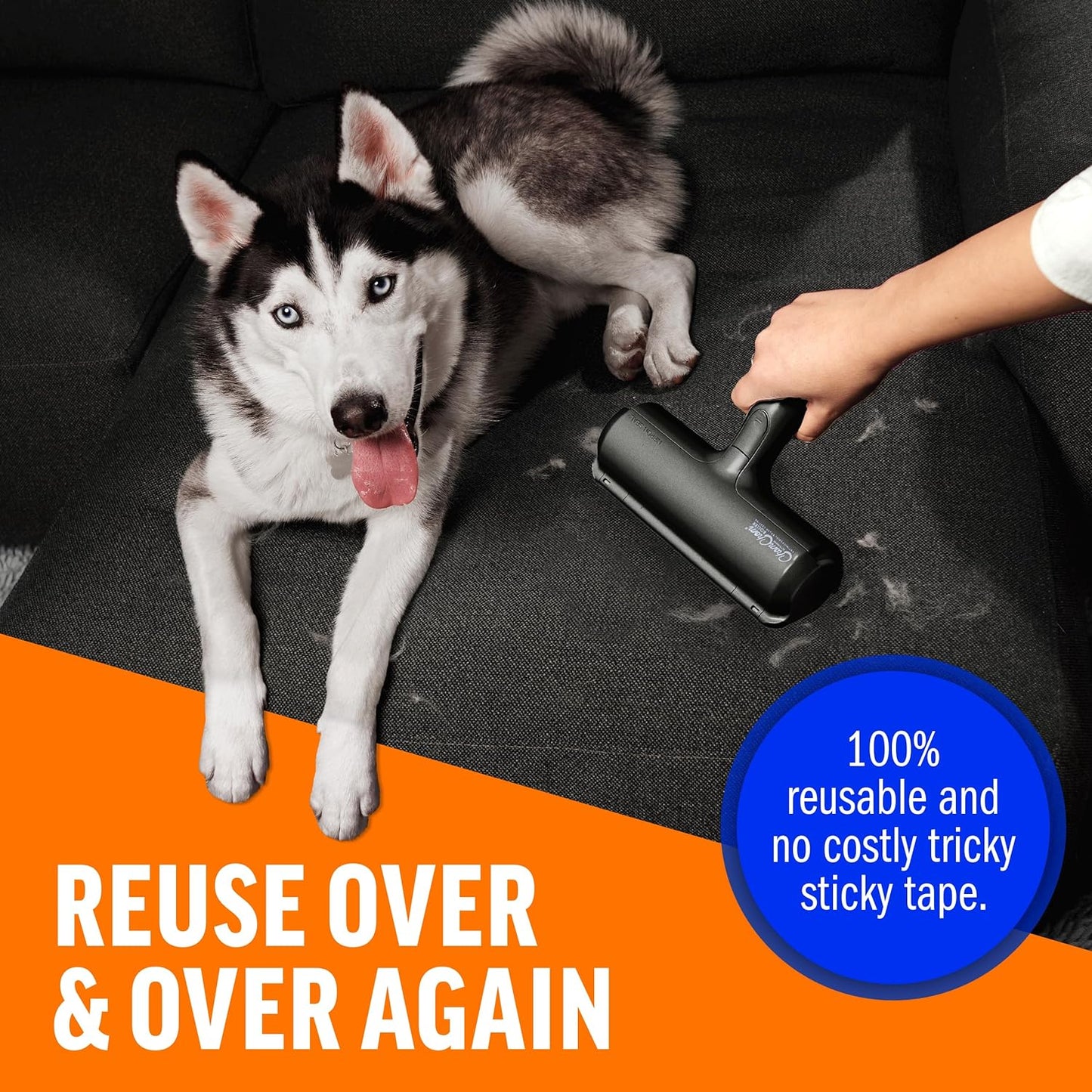 Ultimate Pet Hair Remover – Eco-Friendly Reusable Lint Roller for Effortless Cleaning on Furniture, Carpets, Car & More (Black)
