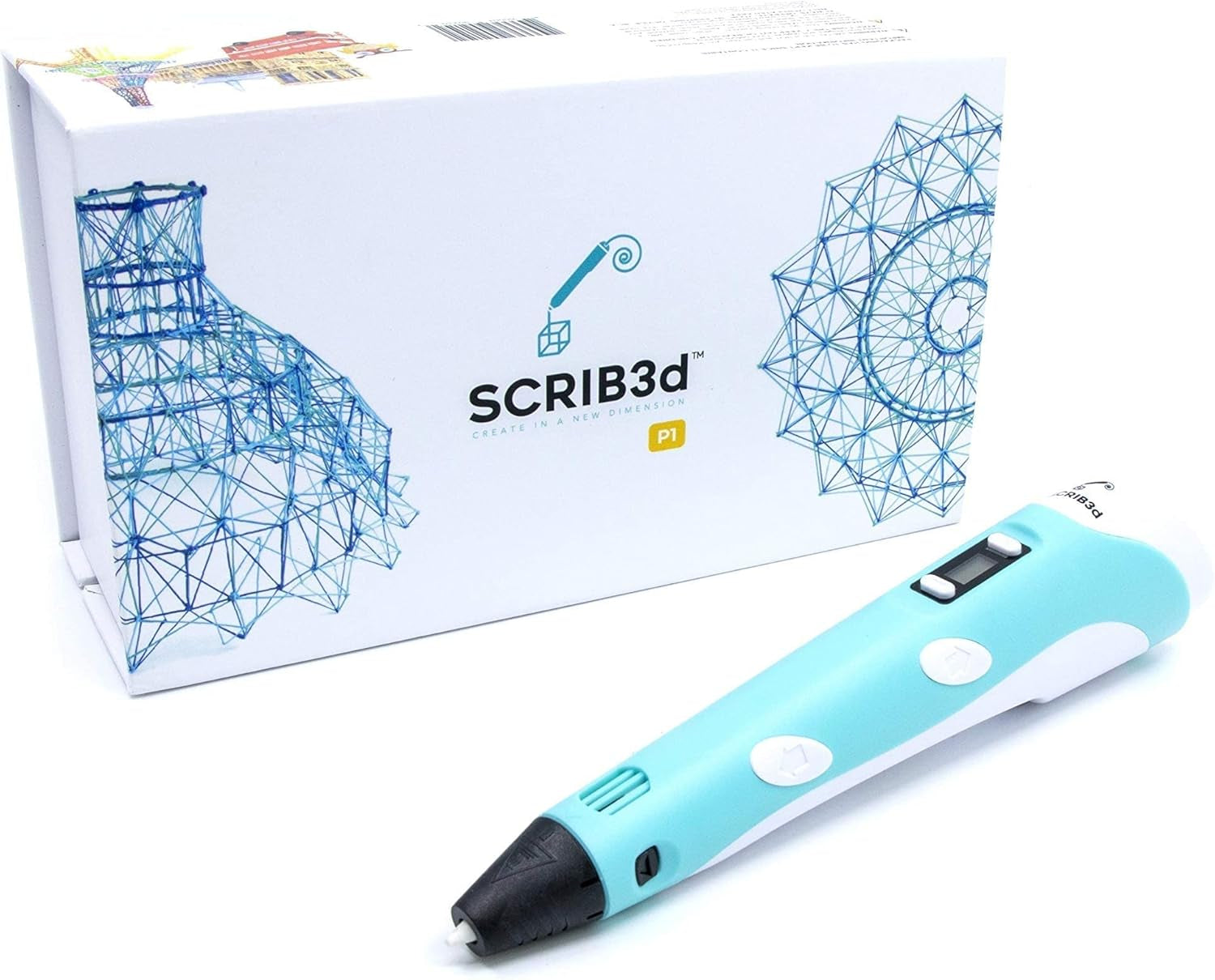 P1 3D Printing Pen Set - Complete Kit with Display, PLA Filament, Stencil Book, Project Guide, and Power Adapter