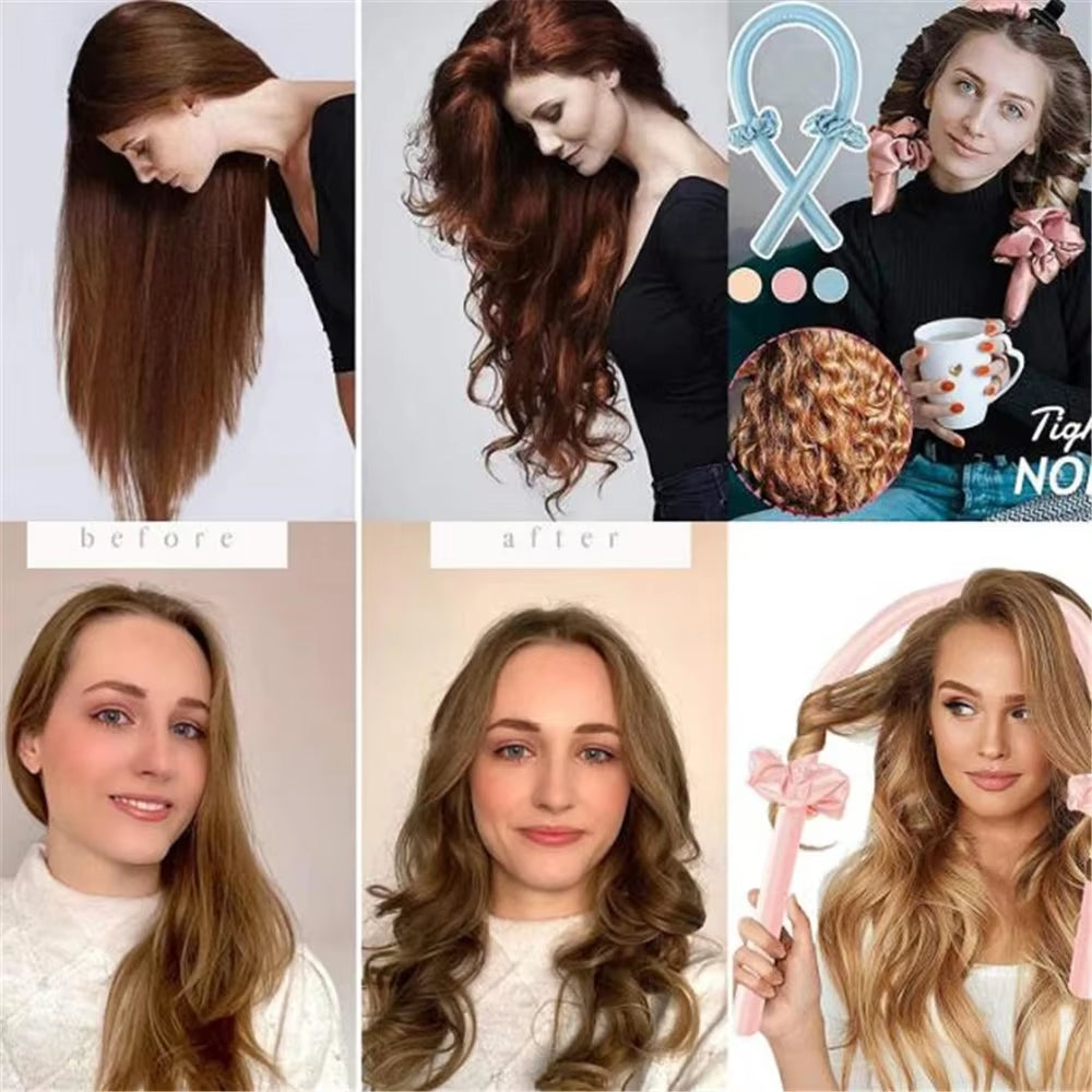 Silk Heatless Curling Rod Headband - Effortless Soft Curls While You Sleep!