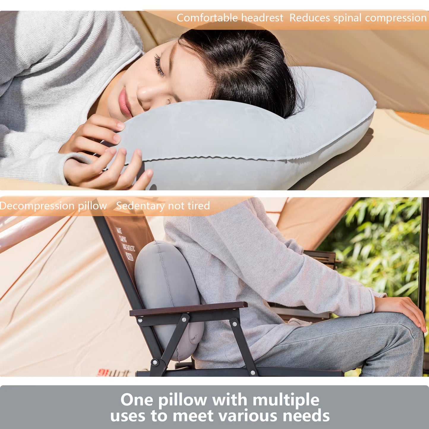 Ultralight Inflatable Camping Pillow - Portable Air Pillow for Ultimate Neck & Lumbar Support on Your Adventures