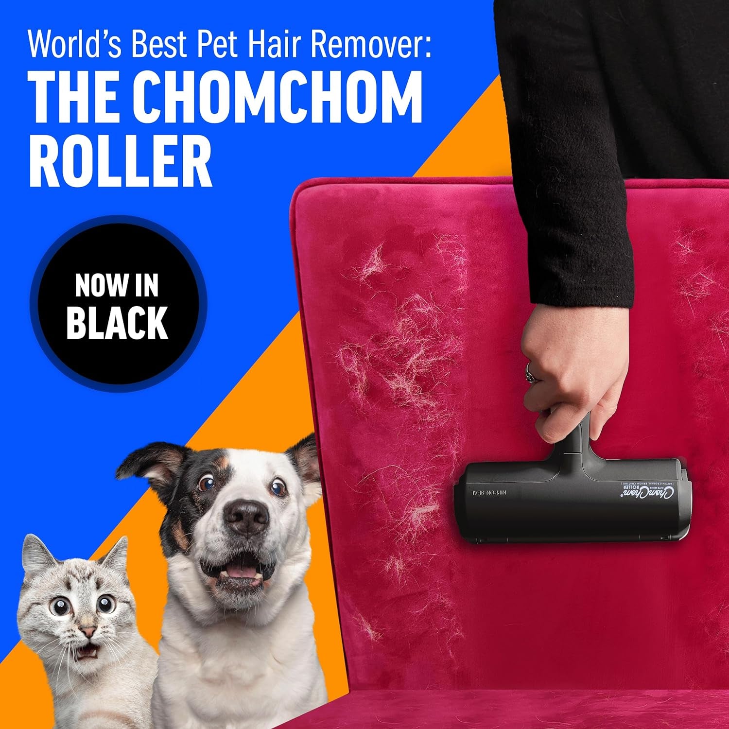 Ultimate Pet Hair Remover – Eco-Friendly Reusable Lint Roller for Effortless Cleaning on Furniture, Carpets, Car & More (Black)