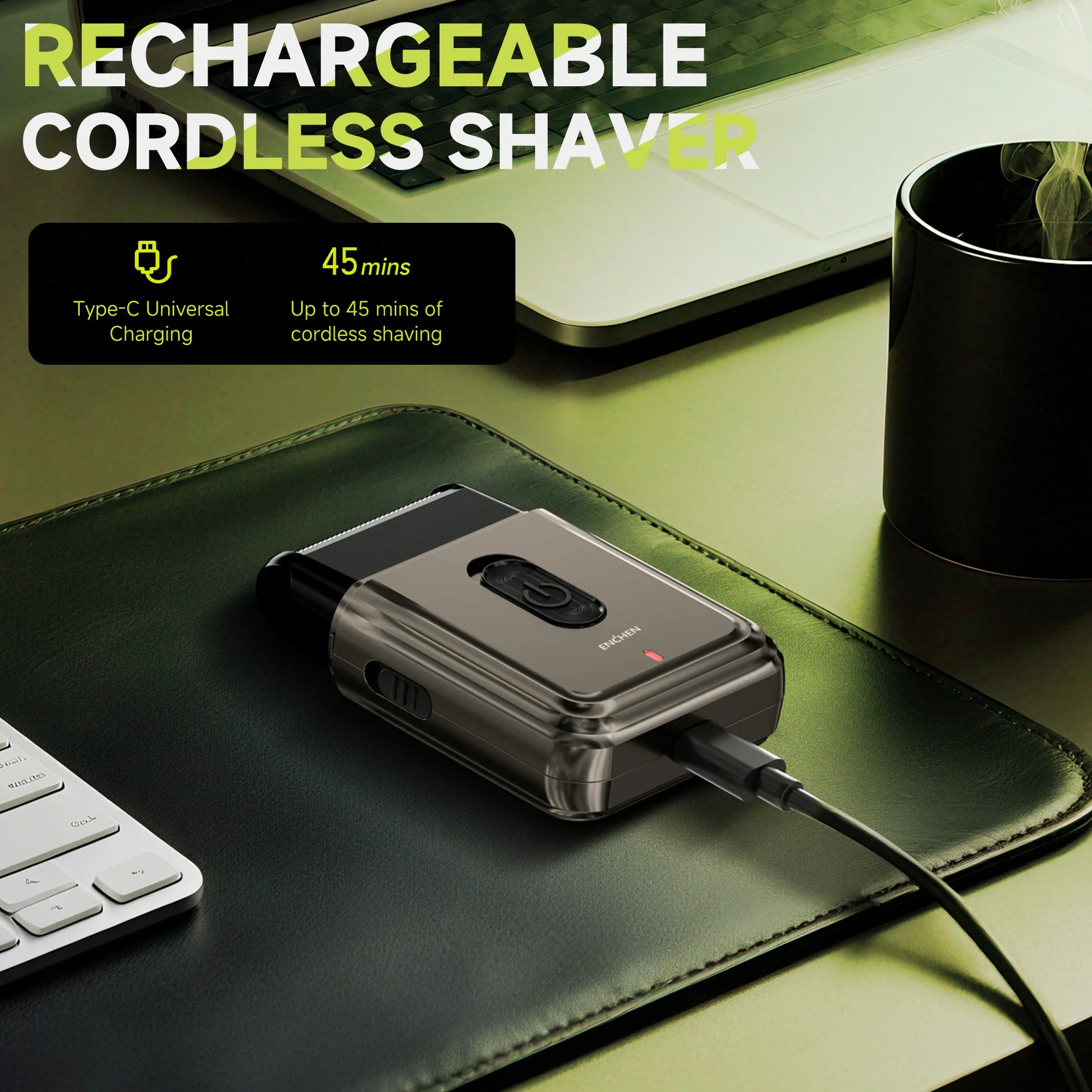 MS003 Compact Foil Shaver with Precision Trimmer - Fast Charging, 7000RPM Motor, LED Indicator