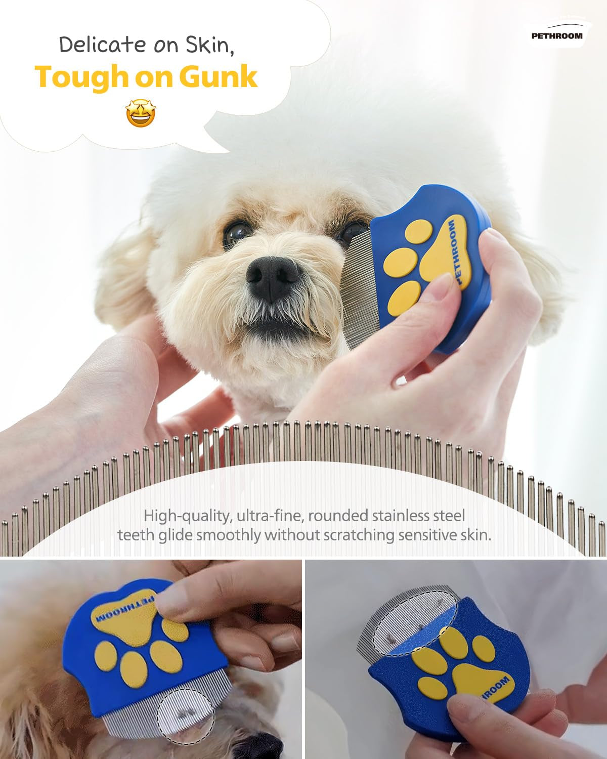 Gentle Pet Eye Comb – Stainless Steel Grooming Tool for Cats & Dogs