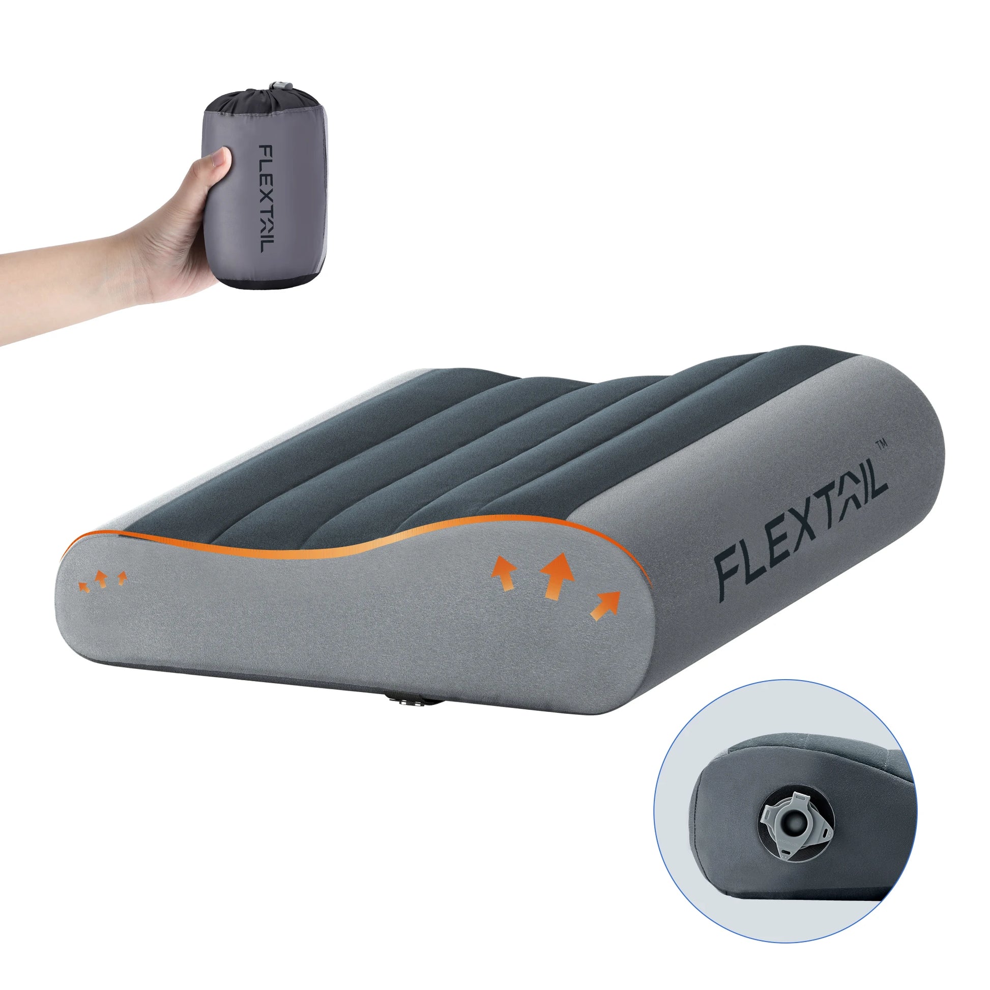 FLEXTAIL Ergonomic Inflatable Camping Pillow - Lightweight, Washable, and Adjustable Height for Ultimate Comfort at Home and on the Go
