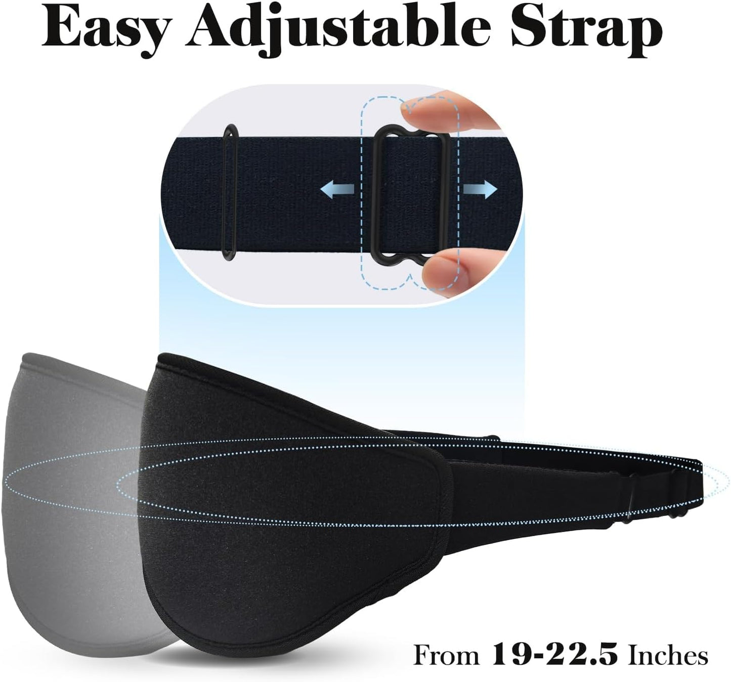 Ultimate 3D Sleep Mask for Men & Women - 100% Pressure-Free, Light-Blocking Eye Cover with Adjustable Strap for Travel and Relaxation - Black
