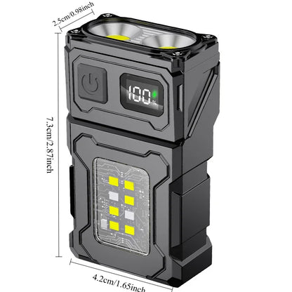 Versatile Adjustable Angle LED Flashlight - Portable USB Rechargeable Camping Light with Magnet for Outdoor Adventures