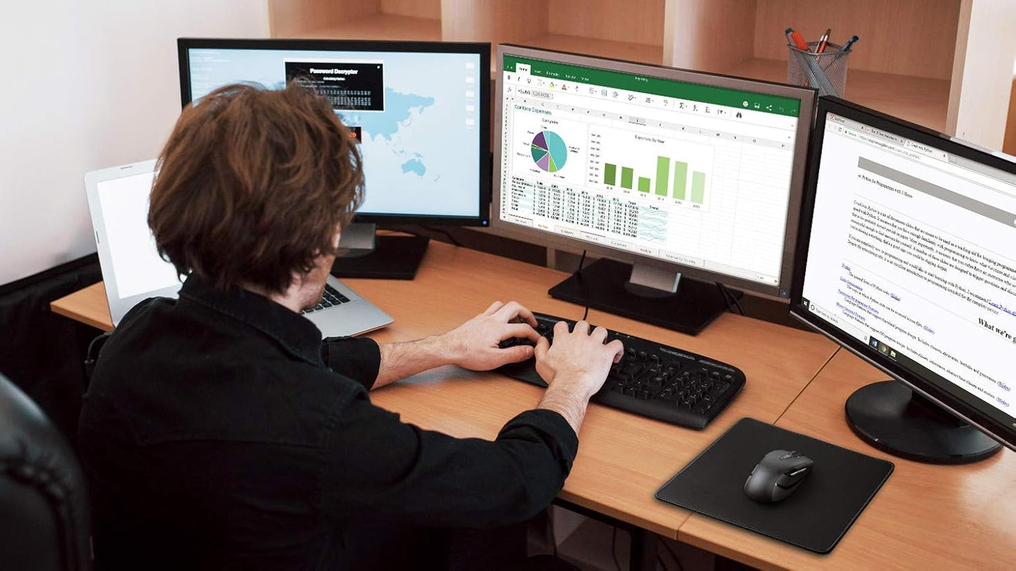 Upgrade Your Workspace with the Essential Black Mouse Pad - 30% Larger, Anti-Fray Edges, Non-Slip Base, and Waterproof Protection for Optimal Gaming and Office Use