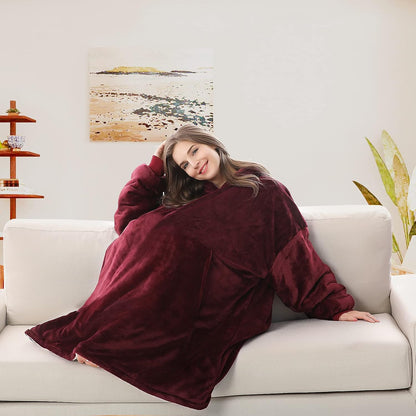 Wearable Blanket Hoodie, Oversized Sherpa Hooded Blanket Sweatshirt, Super Warm and Cozy Hoodie Blanket for Women Men Adults