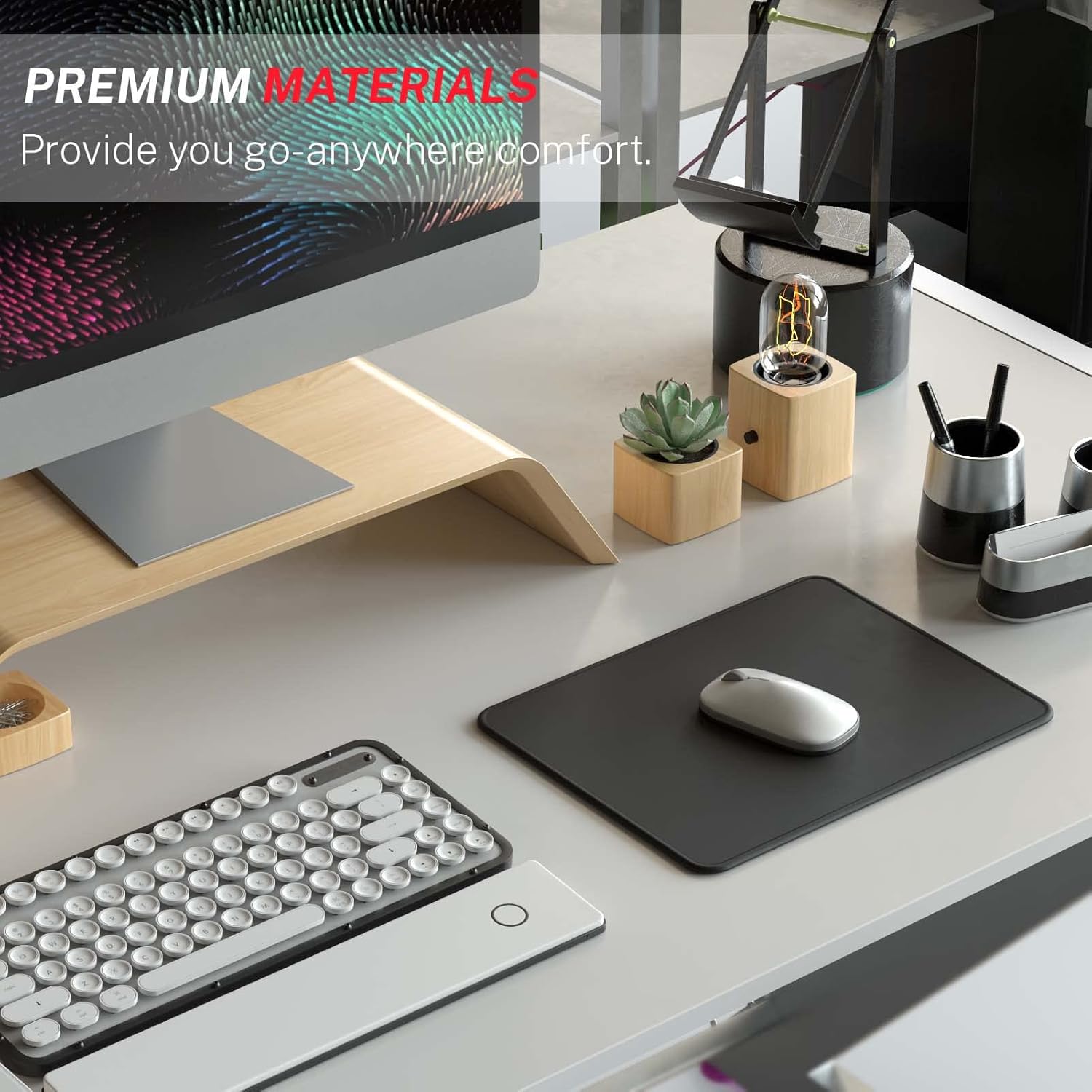 Upgrade Your Workspace with the Essential Black Mouse Pad - 30% Larger, Anti-Fray Edges, Non-Slip Base, and Waterproof Protection for Optimal Gaming and Office Use