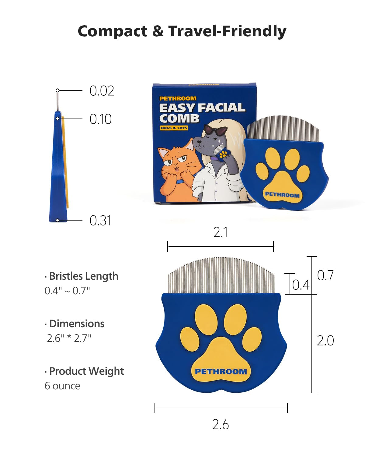 Gentle Pet Eye Comb – Stainless Steel Grooming Tool for Cats & Dogs