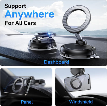 Magnetic Car Phone Holder – 360° Adjustable Suction Mount for GPS, Calls & Commutes