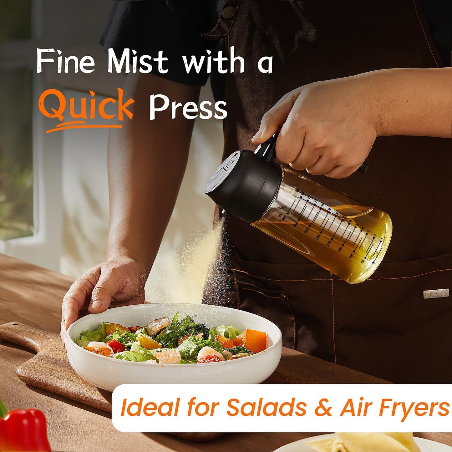2-in-1 Glass Oil Sprayer & Dispenser – 16oz Kitchen Bottle for Air Fryer, Salad & BBQ