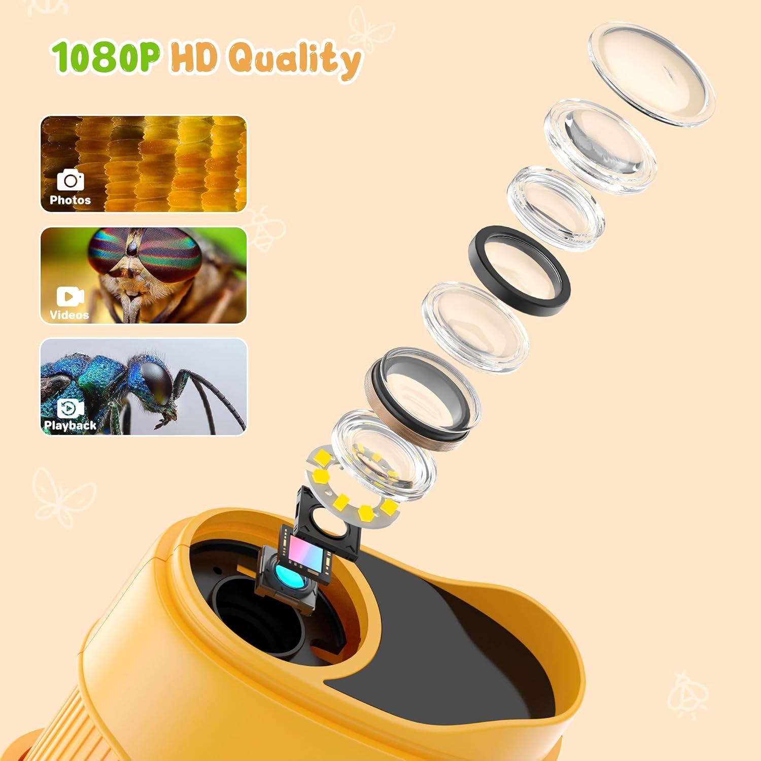 Explore the Wonders of Science with the 1000X Handheld Digital Microscope - Perfect STEM Gift for Kids Aged 3-12 with 2.0" IPS Screen