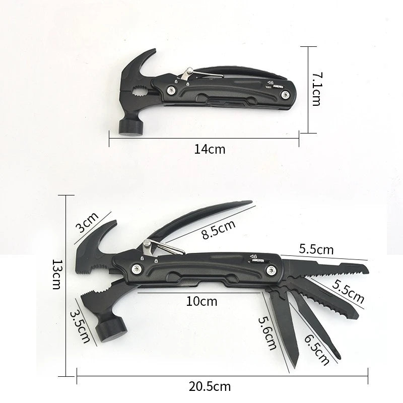 Ultimate 12-in-1 Multitool Hammer - Essential Outdoor Survival Gear for Camping, Hunting, Hiking & Emergency Situations