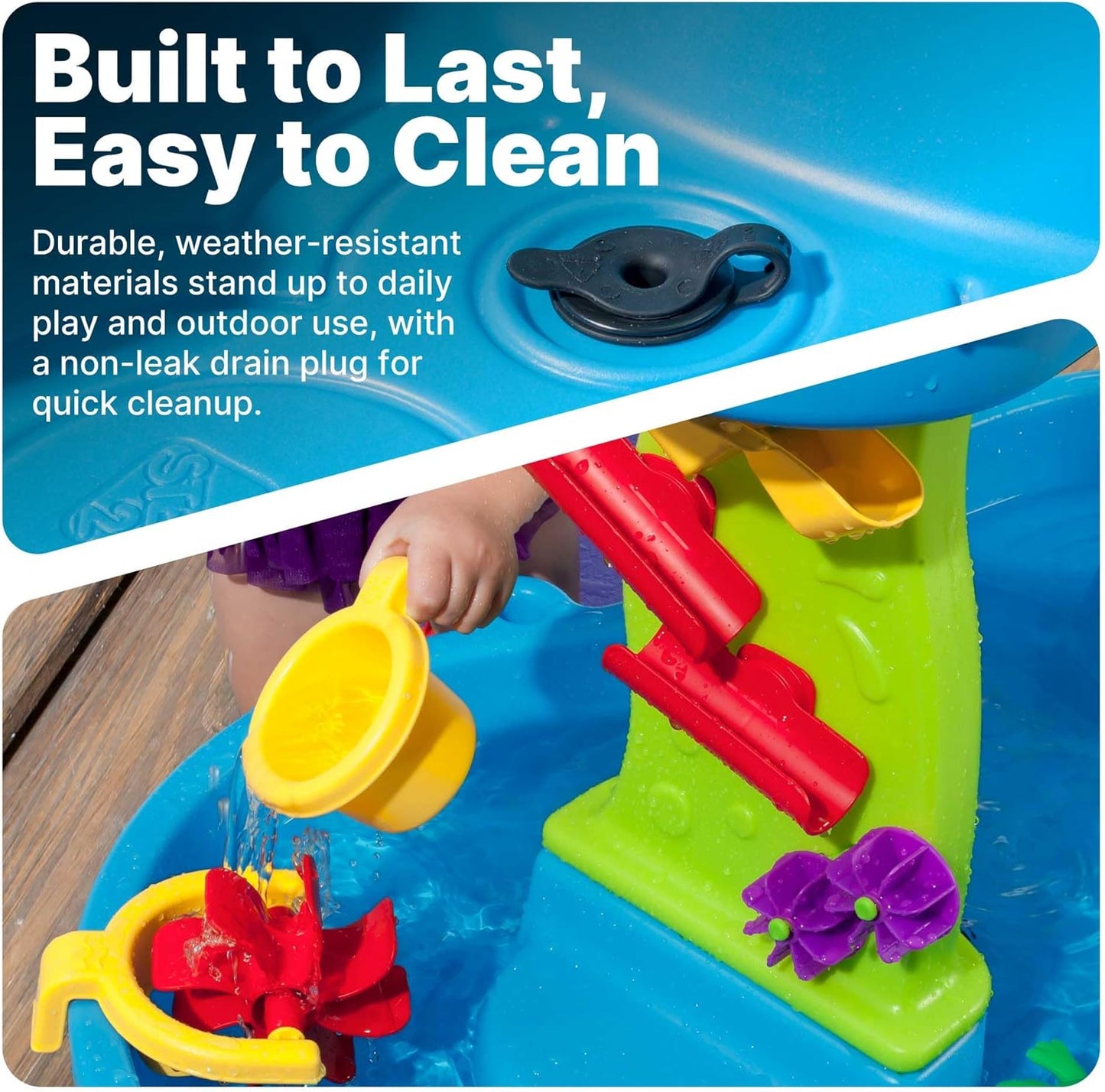 Toddler Rain Shower Water Table – Backyard Sensory Splash Playset with Accessories