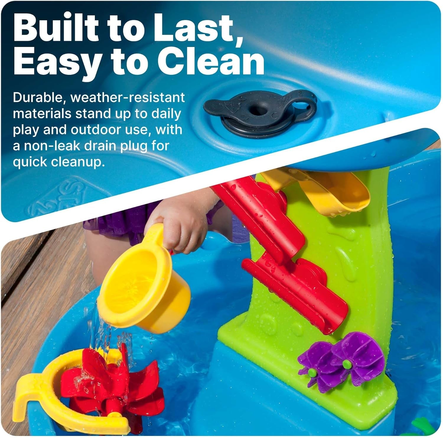 Toddler Rain Shower Water Table – Backyard Sensory Splash Playset with Accessories