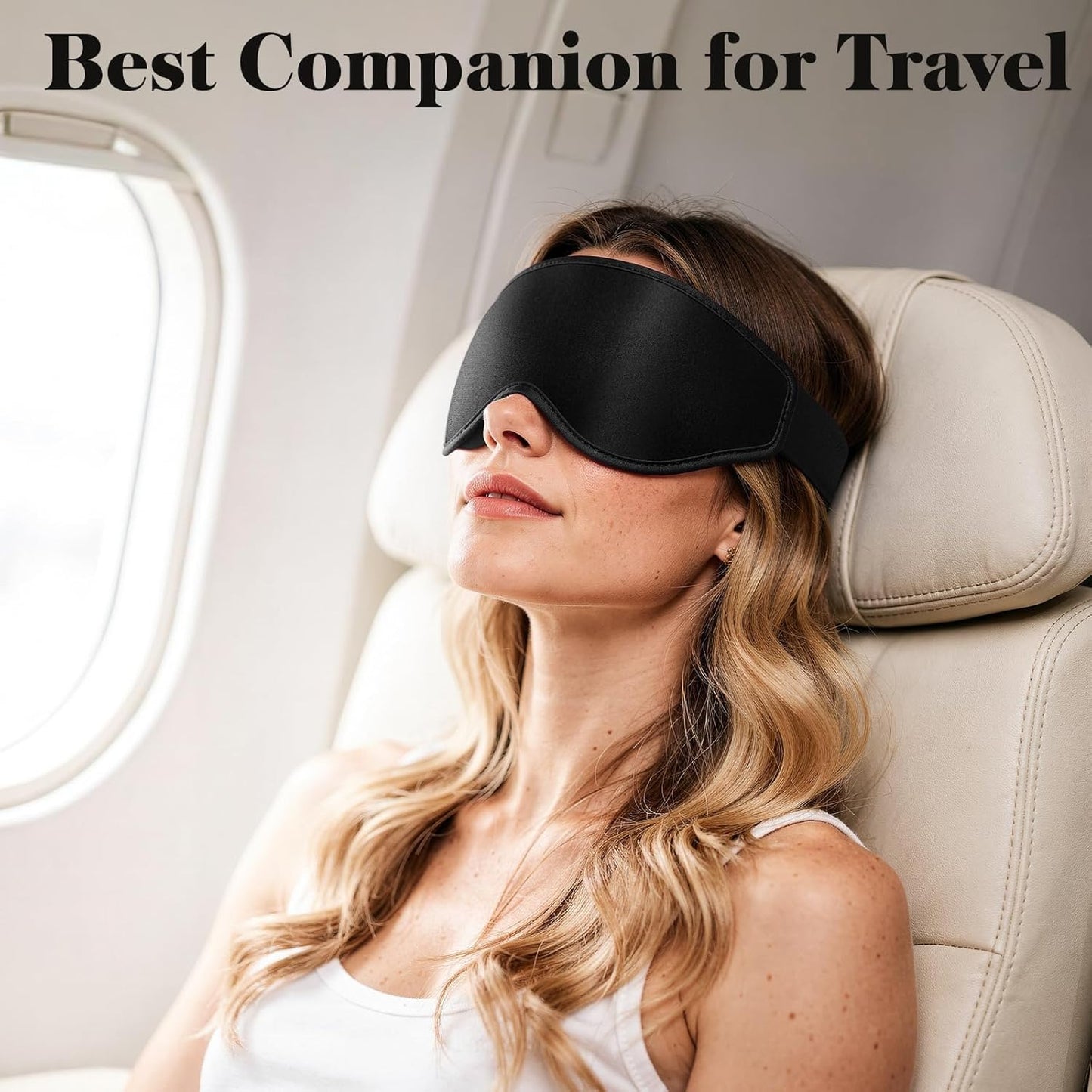 Ultimate 3D Sleep Mask for Men & Women - 100% Pressure-Free, Light-Blocking Eye Cover with Adjustable Strap for Travel and Relaxation - Black