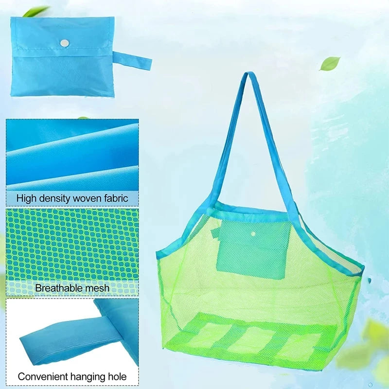 Ultimate Portable Beach Bag: Anti-Sand Mesh Storage for Kids' Toys & Towels - Large Capacity Waterproof Travel Bag