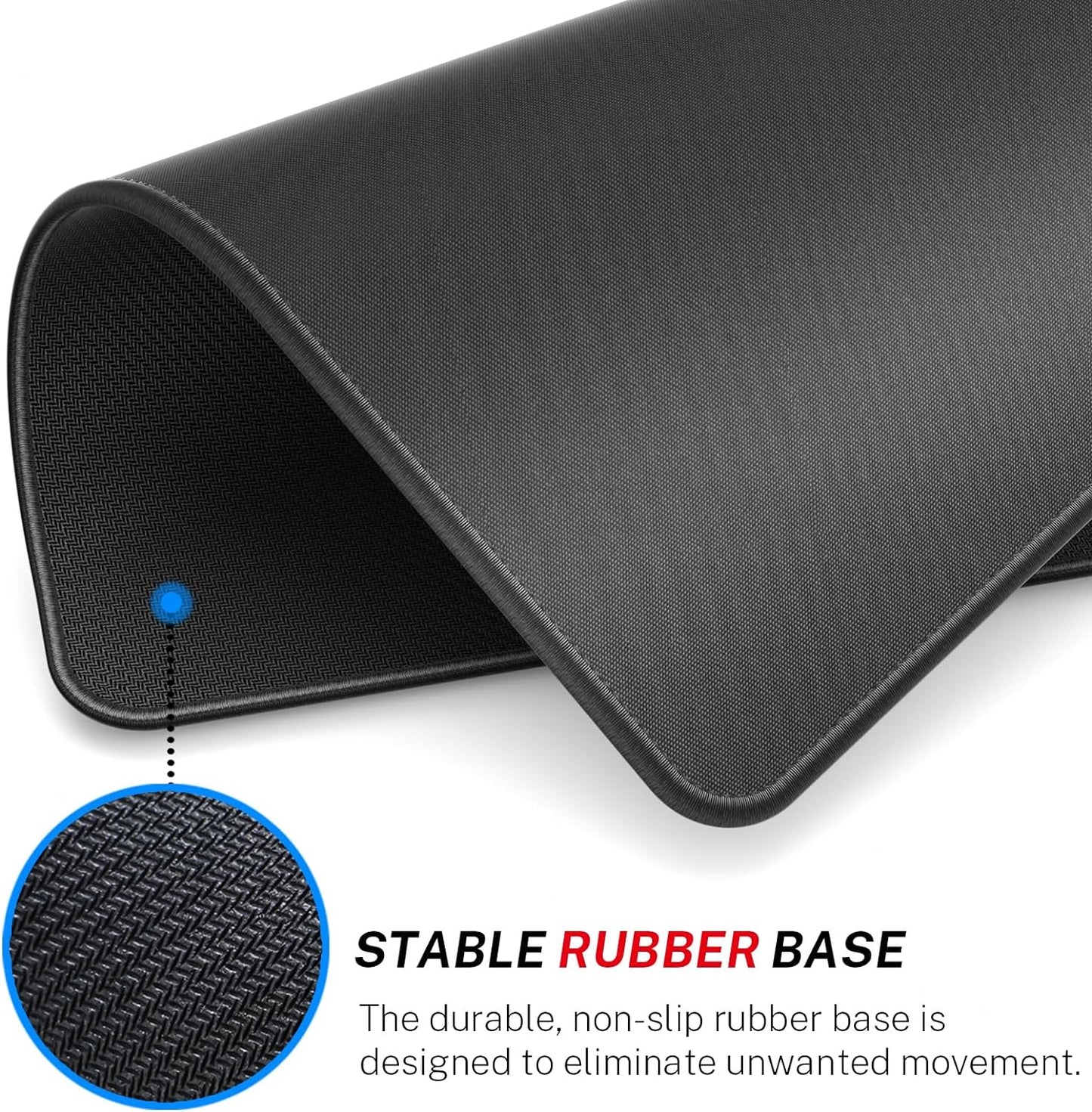Upgrade Your Workspace with the Essential Black Mouse Pad - 30% Larger, Anti-Fray Edges, Non-Slip Base, and Waterproof Protection for Optimal Gaming and Office Use