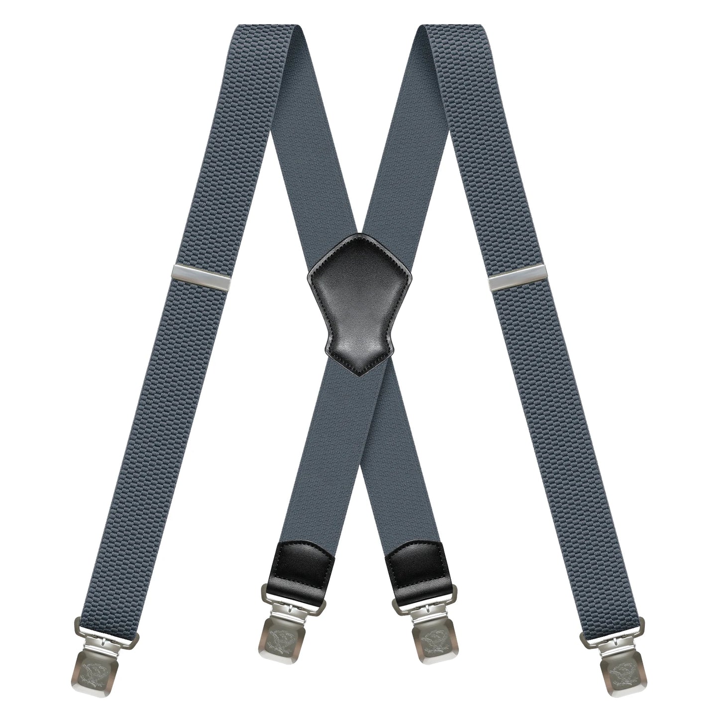 Heavy Duty 1.6 Inch Wide Black Suspenders for Men - Adjustable X Back Elastic Work Braces for Jeans and Dress Pants