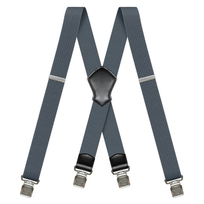 Heavy Duty 1.6 Inch Wide Black Suspenders for Men - Adjustable X Back Elastic Work Braces for Jeans and Dress Pants